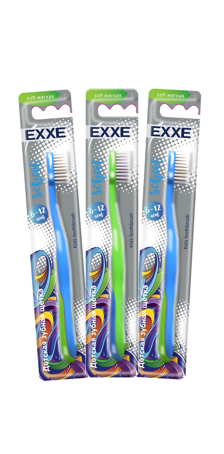 Зубная щетка ЭКСЕ(EXXE) детская School 6-12 лет мягкая